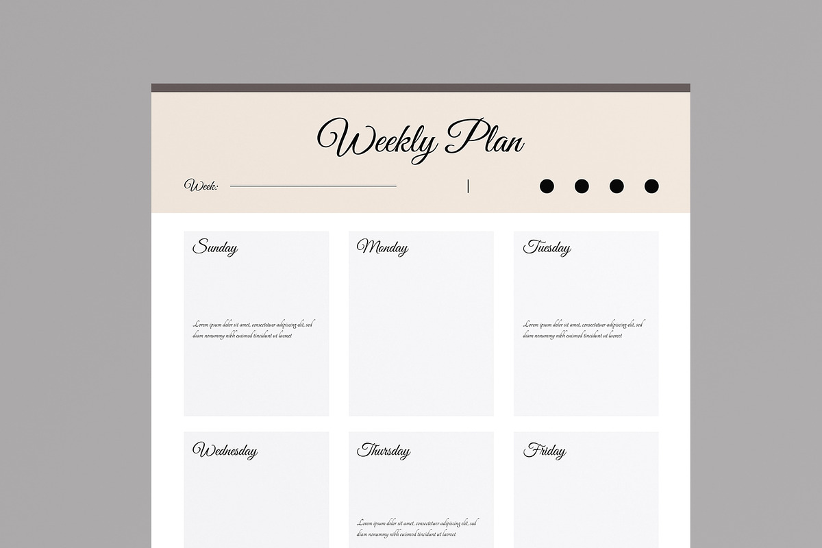 Weekly Plan Layout, a Stationery Template by MightyDesign (Photo 4 of 8)