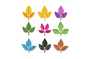 Set stylized leaves various colors, an Illustration by Vectorstockersland