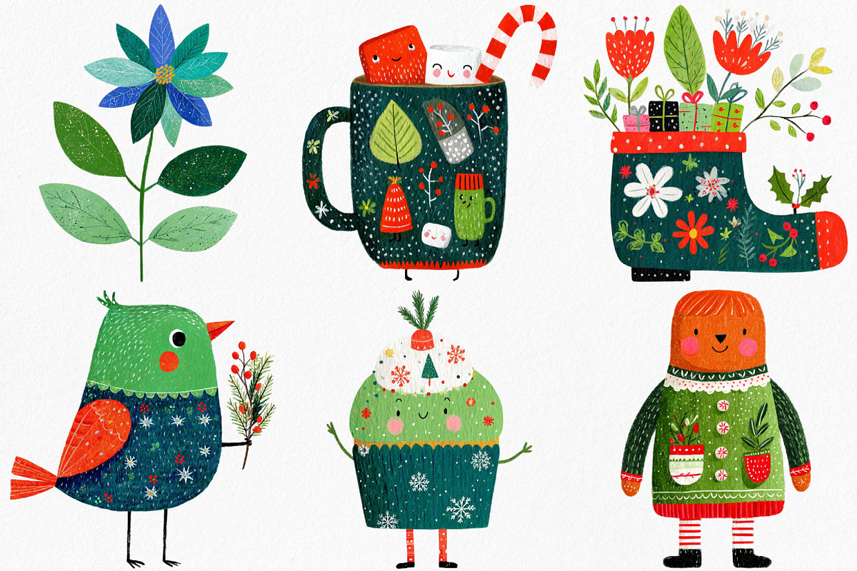 Cute Blue Christmas Clipart, an Illustration by Canvas Craft (Photo 3 of 8)