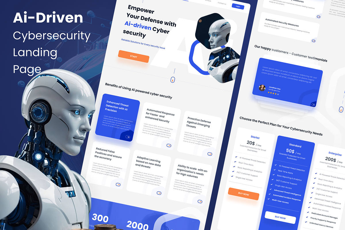 Ai-driven cyber security landing pag, a Landing Page Template by anchor_point_heshan