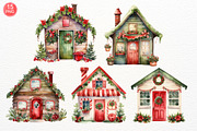 Christmas House Watercolor Clipart, a Seasonal Illustration by Maysa Art (Thumbnail 2 of 5)