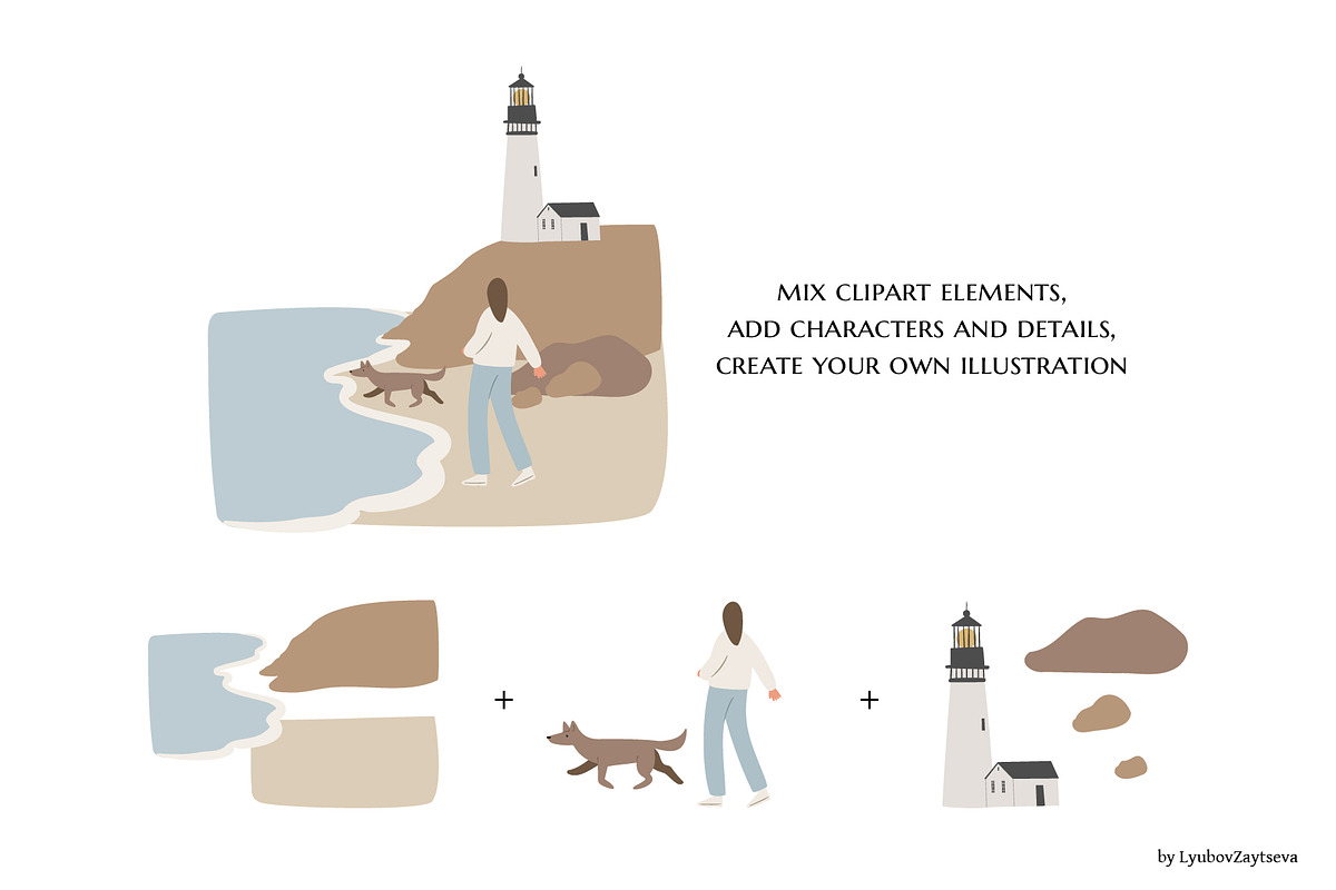 coastal landscape creator clipart, a Person Illustration by LyubovZaytseva (Photo 9 of 18)