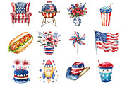 Watercolor 4th Of July Clipart PNG, a Seasonal Illustration by Design Market (Thumbnail 3 of 5)