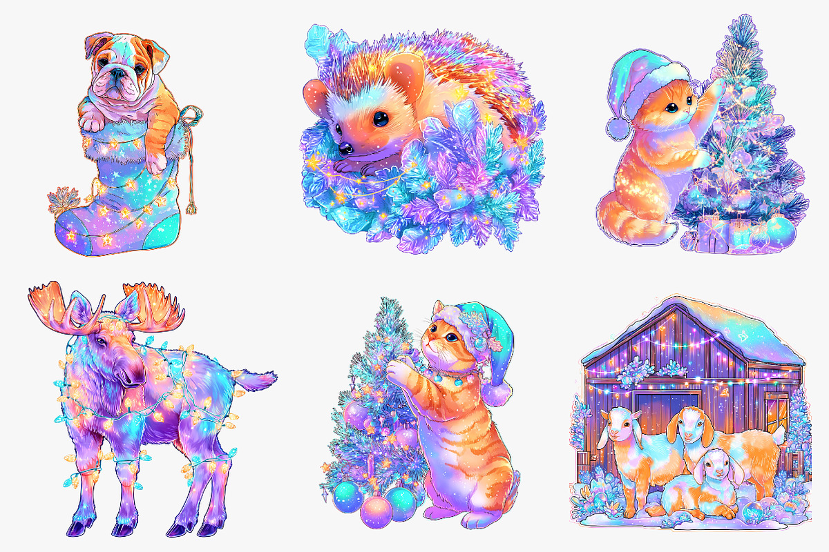 Funny Christmas Animals clipart, an Illustration by CreationArt (Photo 5 of 6)