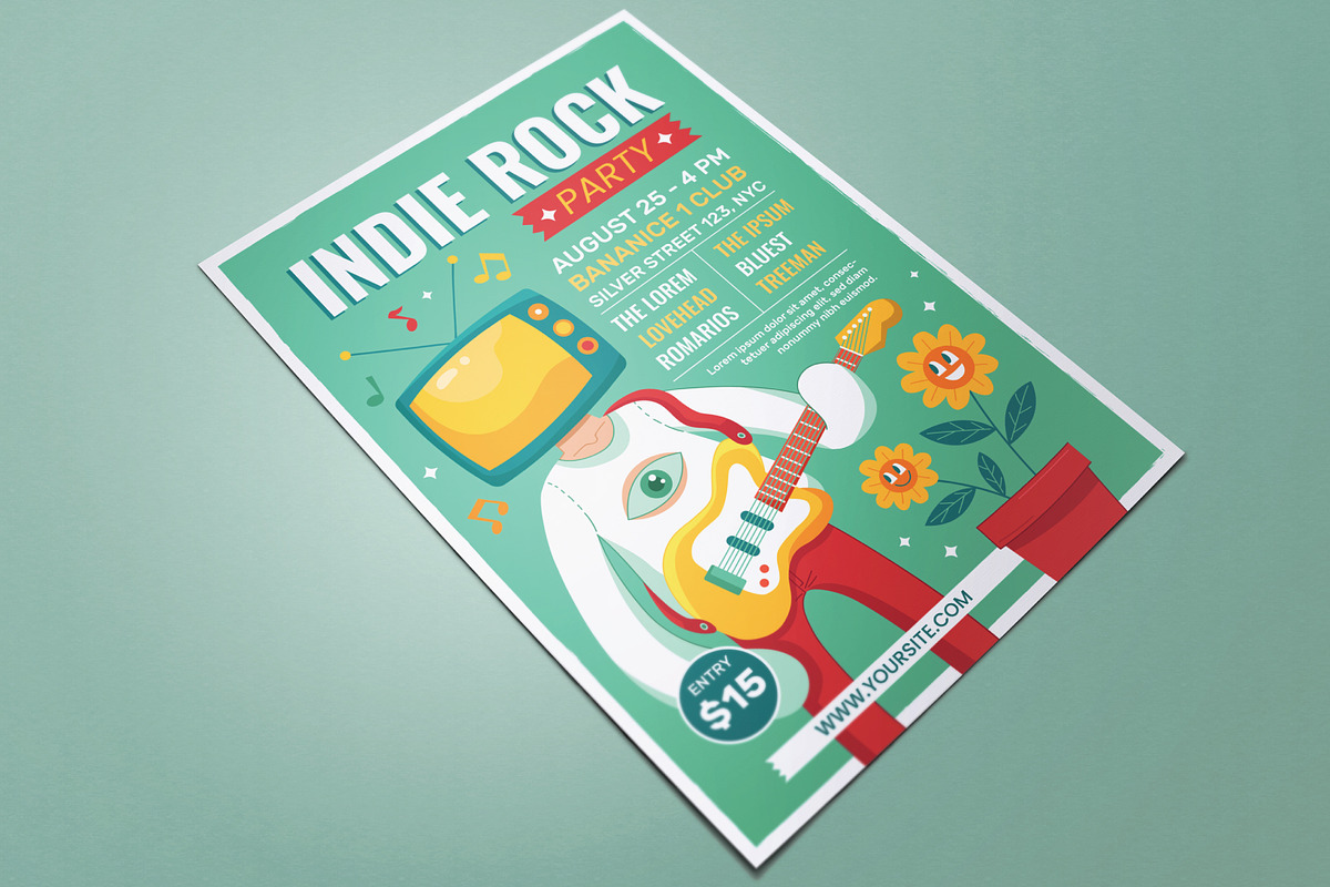 Indie Rock Party Flyer, a Flyer Template by serapika (Photo 2 of 3)