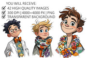 Floral Cute Boy Clipart, an Illustration by Pixels.Craft (Thumbnail 2 of 5)
