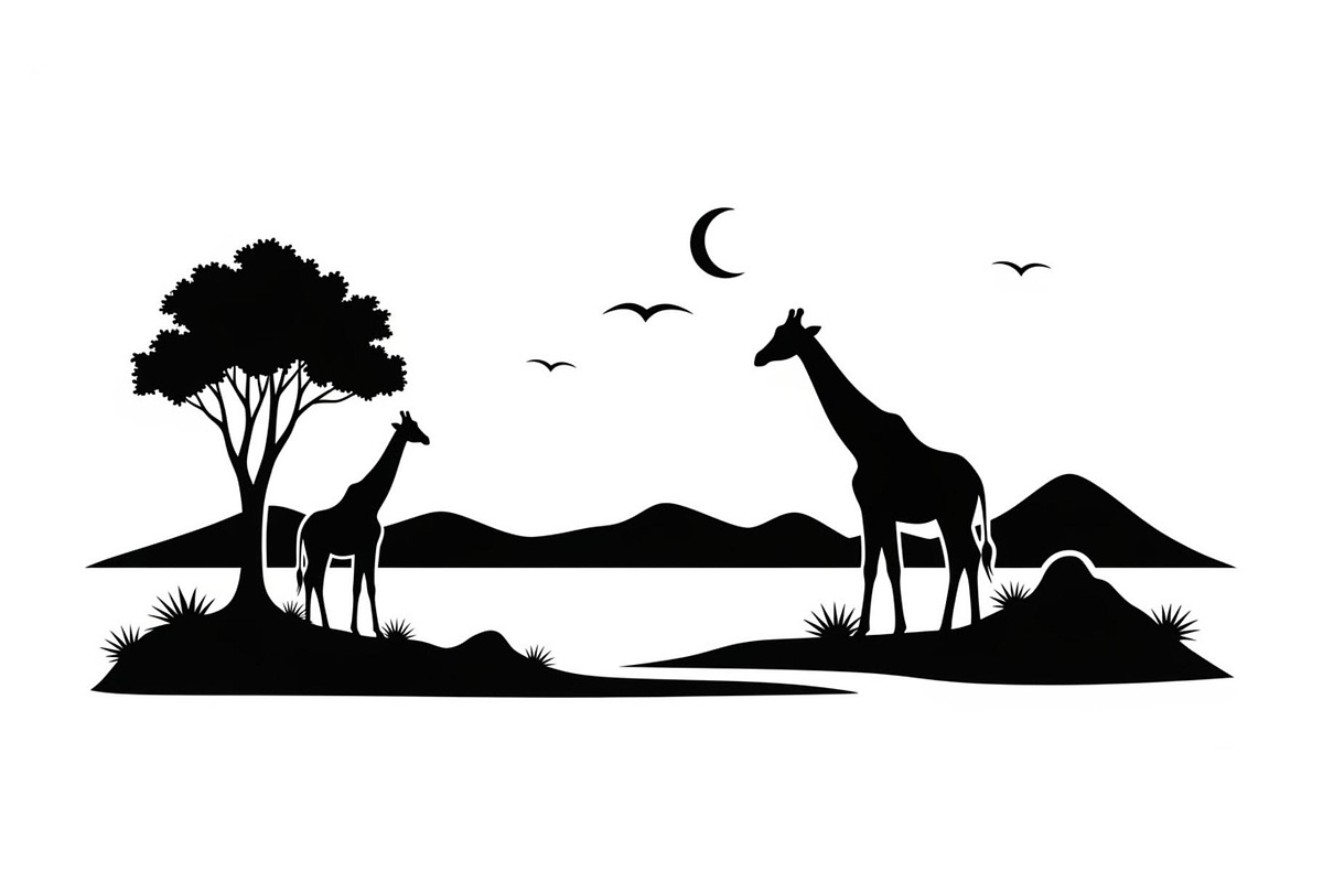 Giraffe Safari Silhouette Vector Bun, an Illustration by Designer_Momina (Photo 31 of 51)