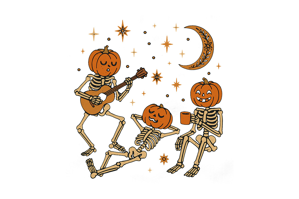 Skeleton Halloween PNG tshirt design, an Illustration by Star Graphic Design