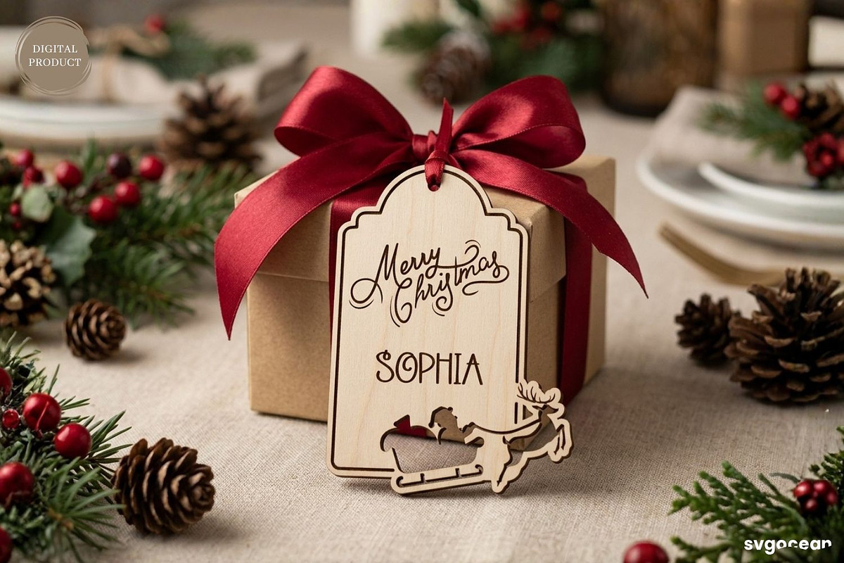 Christmas Gift Tag SVG Bundle, a Decorative Illustration by svgocean (Photo 10 of 17)