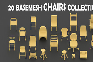 Basemesh chairs collection, a Furniture 3D Model by MohamedHussien1