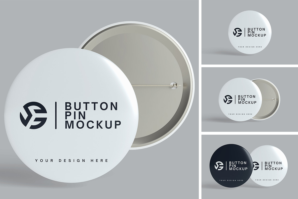 Pin Button Mockup, an Advertising Mockup by Twins_studio (Photo 1 of 5)