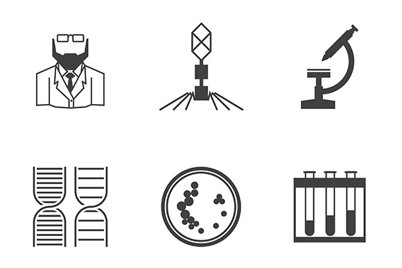 Bacteriology black vector icons set preview 2