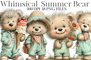 Whimsical Summer bear Clipart, an Illustration by Designworld
