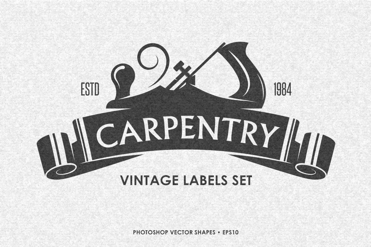 Carpentry Labels Set, an Illustration by Chelovector