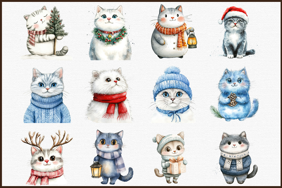 Snow Cats Compositions Winter PNG, an Illustration by Sublimation Artist (Photo 3 of 6)