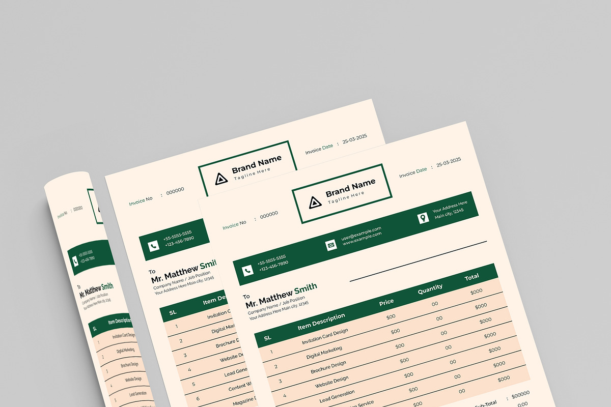 Invoice Design Layout, a Stationery Template by MightyDesign (Photo 4 of 8)