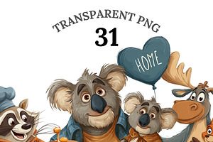 Fathers Day Animal Clipart, an Animal Illustration by Pati Charm Studio