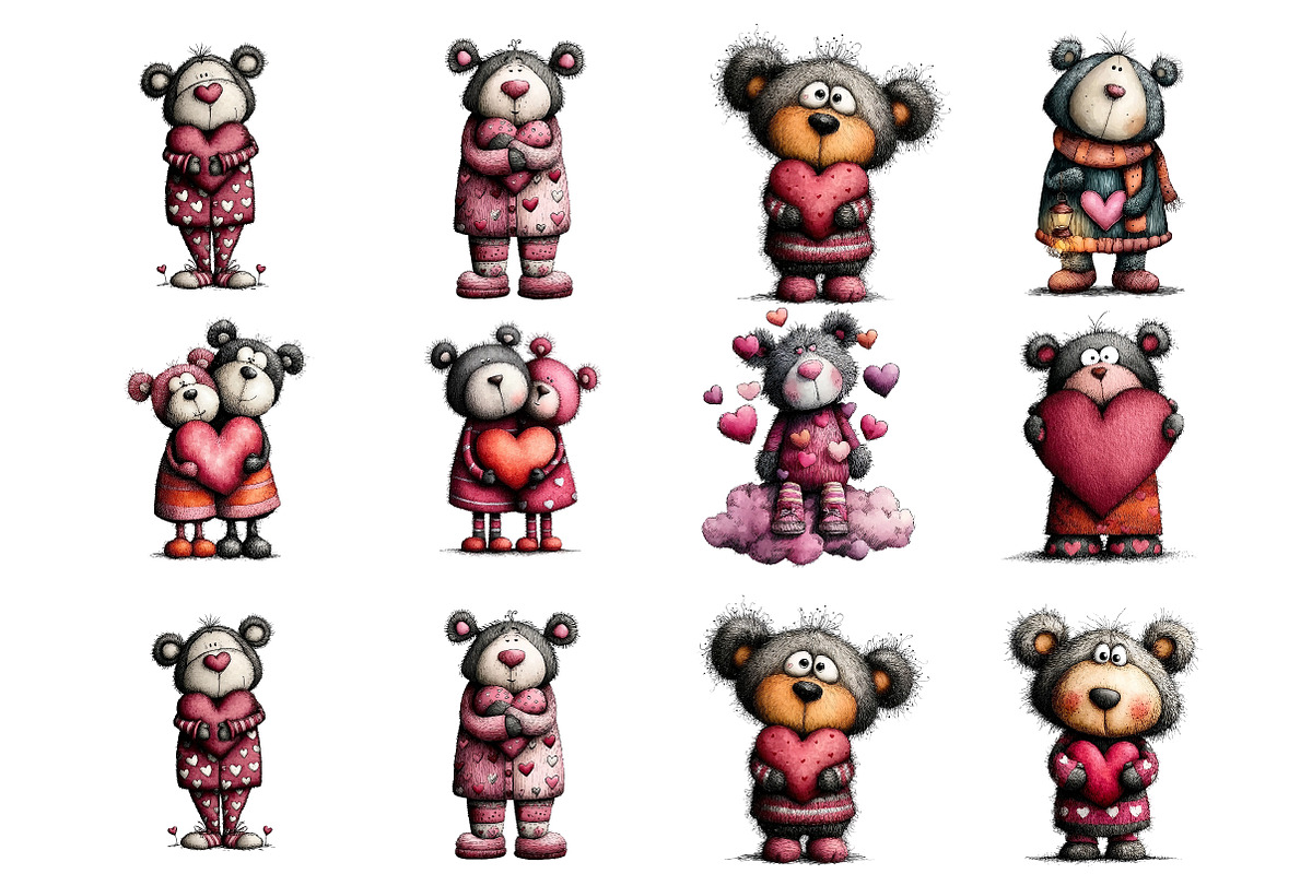 Valentines Teddy Bear Clipart, an Illustration by DreamArtGraphic (Photo 4 of 4)