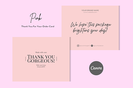 Pink Thank You For Your Order Card, a Business Card Template by GreyScaleNY