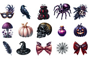 Watercolor Velvet Halloween Clipart, an Illustration by Designking (Thumbnail 3 of 5)