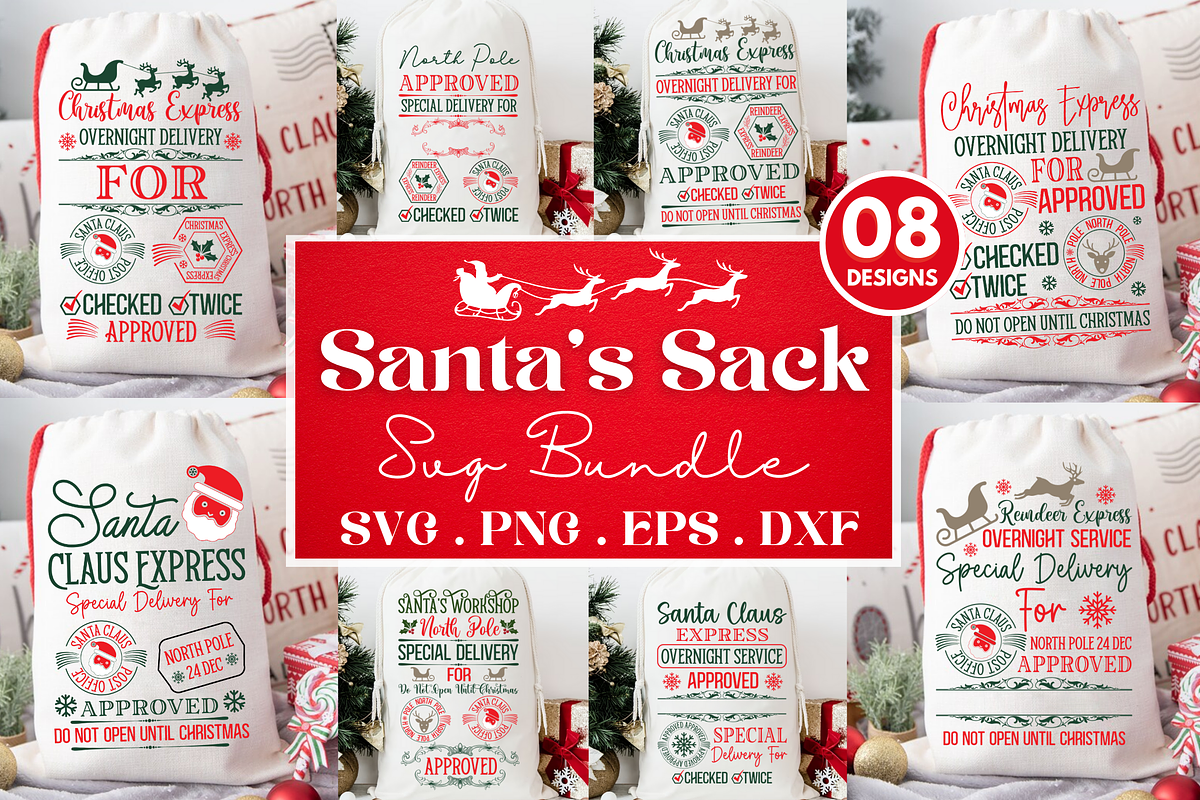 Santa Sack SVG Bundle, an Object Graphic by Regulrcrative (Photo 7 of 7)