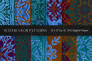 Orange and Blue Watercolor Pattern, an Illustration by Pixafied (Thumbnail 1 of 3)