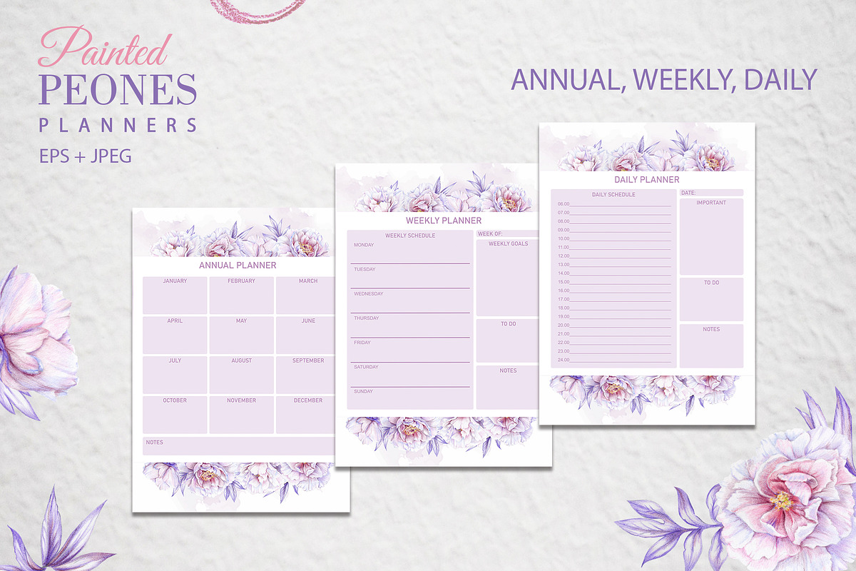 Painted Peones Planners, a Stationery Template by L- design studio (Photo 4 of 4)