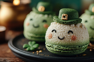 Cute St Patrick Day Leprechaun Macarons with Smiling Faces on Ru, a Food & Drink Photo by José Manuel Gelpi