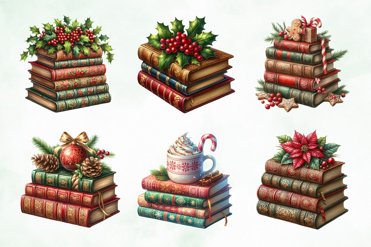 Watercolor Christmas Antique Books, an Illustration by Creative Art (Photo 4 of 5)