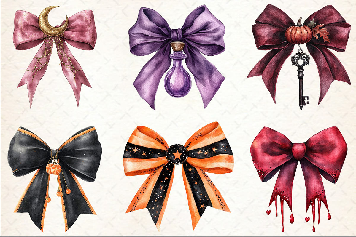 Halloween Coquette Bow Clipart, an Illustration by Rose Art (Photo 2 of 3)