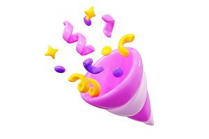 Party Popper With Confetti Streamer