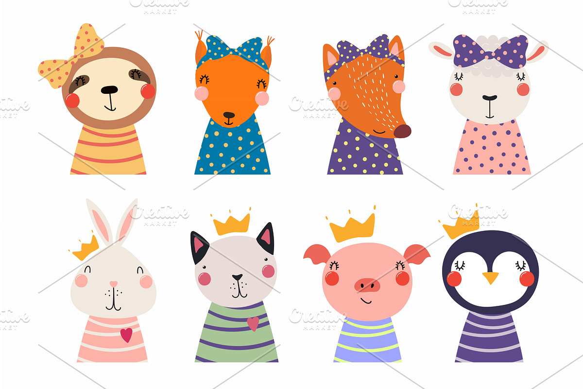 Cute little animals set, an Animal Illustration by sceptical cactus