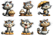 Whimsical Funny Cat Clipart, an Illustration by CraftArtStudio (Thumbnail 6 of 6)