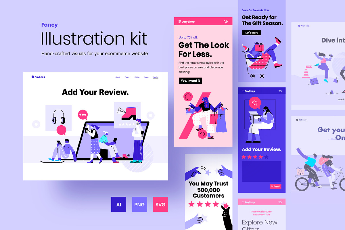 SALE! E-Commerce Illustration Kit, an iPhone Mockup by Formfrom (Photo 1 of 18)