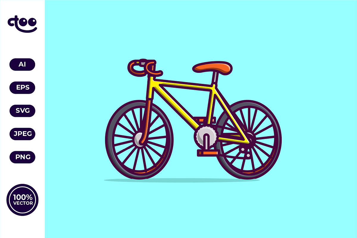 Simple Yellow Bicycle Cartoon vector, a Transportation Illustration by Satisfactoons