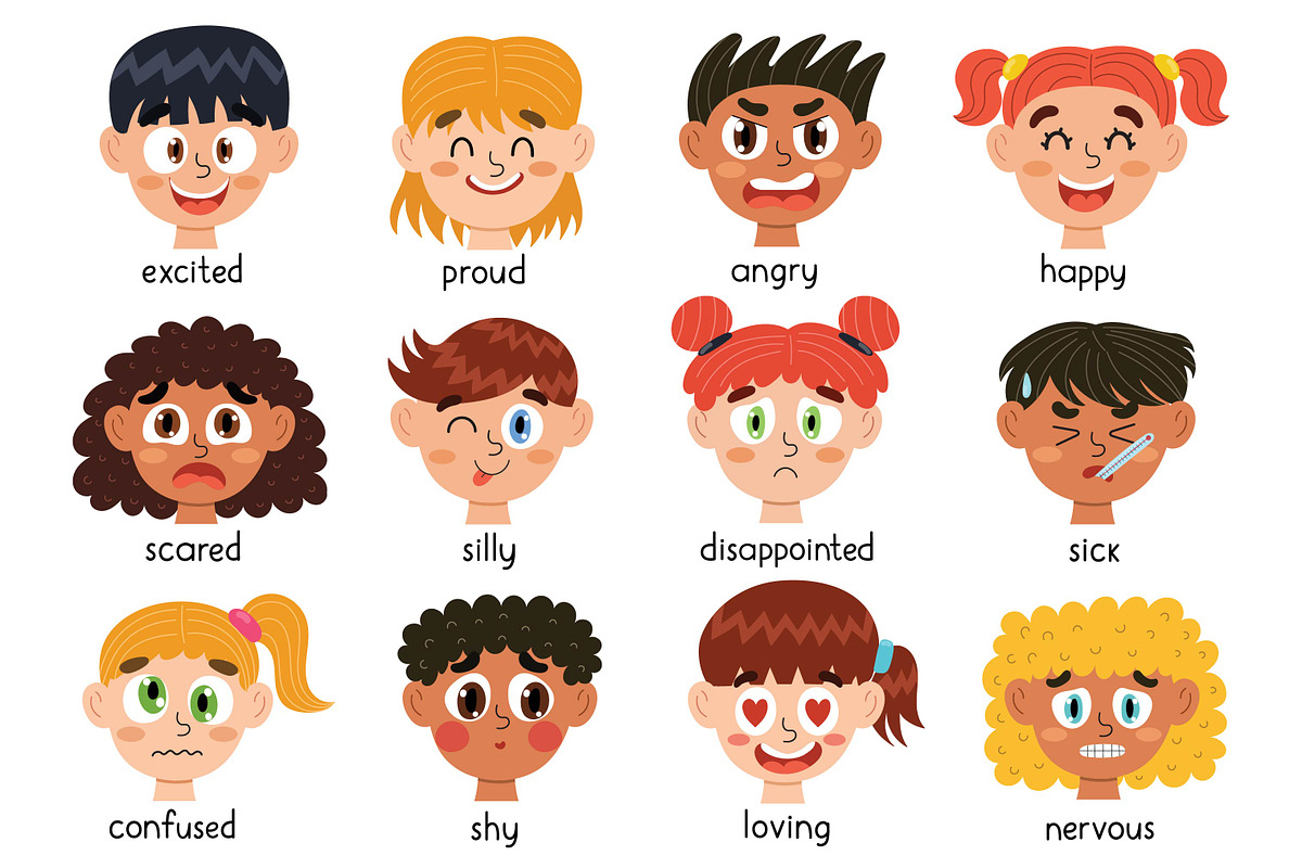 Emotions Faces Collection, an Education Illustration by Gulnara Sabirova (Photo 3 of 11)