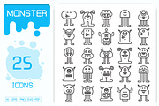 Cute Monster Characters Line Icons, an Outline Icon by Designfour (Thumbnail 1 of 7)