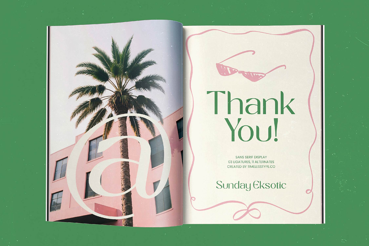 Sunday Eksotic Sans Serif Display, a Sans Serif Font by timelesstype.co (Photo 15 of 15)