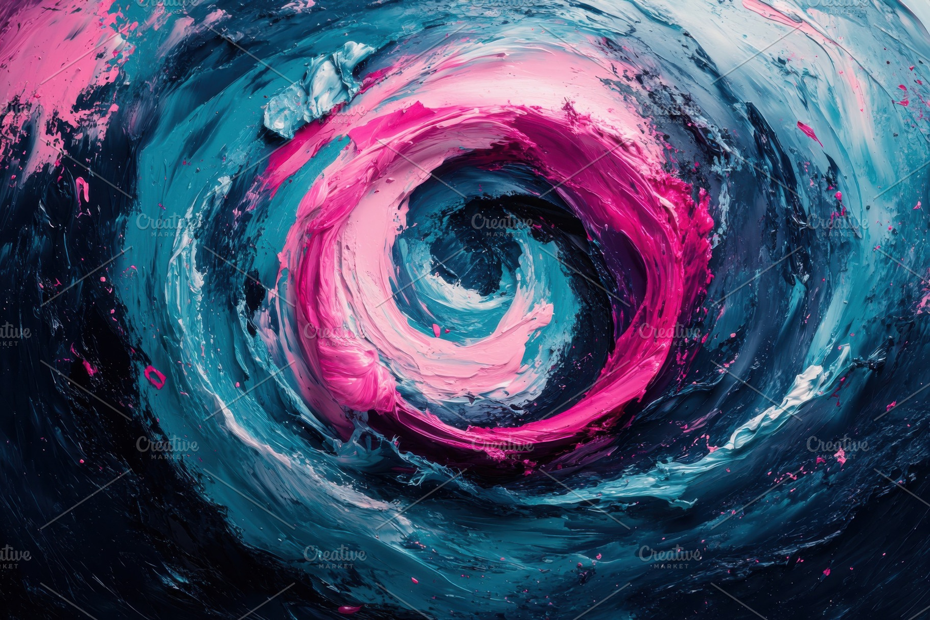 Abstract Swirling Pink and Teal Oil, a Photo by Pixeness Studio