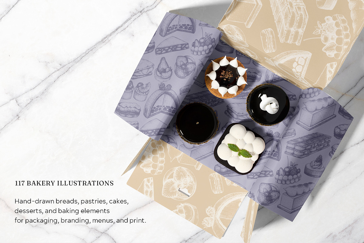 Bakery Illustrations Vector Bundle, a Food Illustration by Yevheniia (Photo 3 of 10)