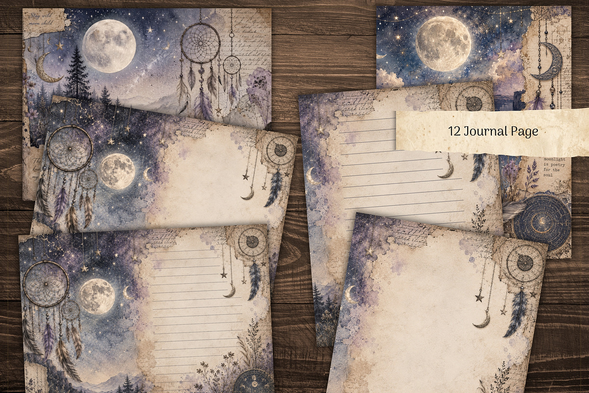 Celestial Printable Journal Kit, a Decorative Illustration by Print Haven Mochi Vintage (Photo 2 of 9)