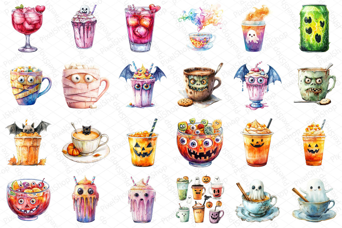 Halloween Drinks Cuties Clipart, an Illustration by DreamPrint404 (Photo 2 of 5)