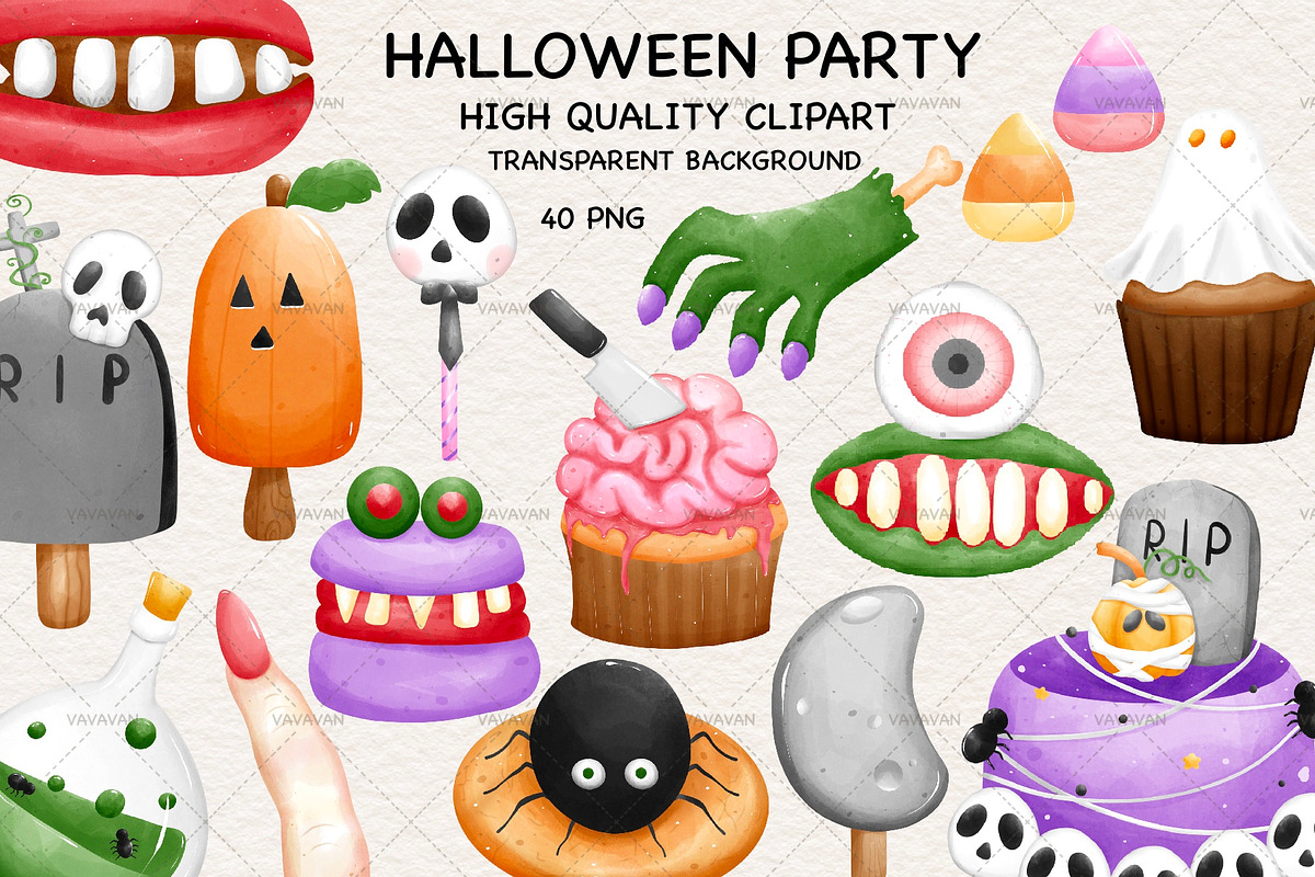 Happy Halloween party clipart, a Seasonal Illustration by Vavavan Artwork (Photo 1 of 4)