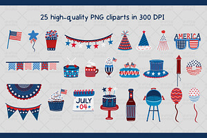 4th Of July Clipart Set