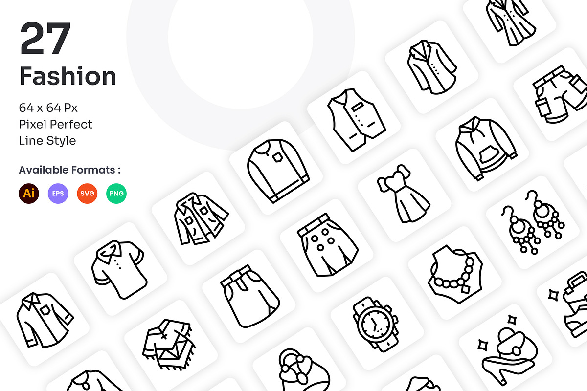 Fashion Icons Set - Line, an Outline Icon by Kmg Design (Photo 1 of 2)