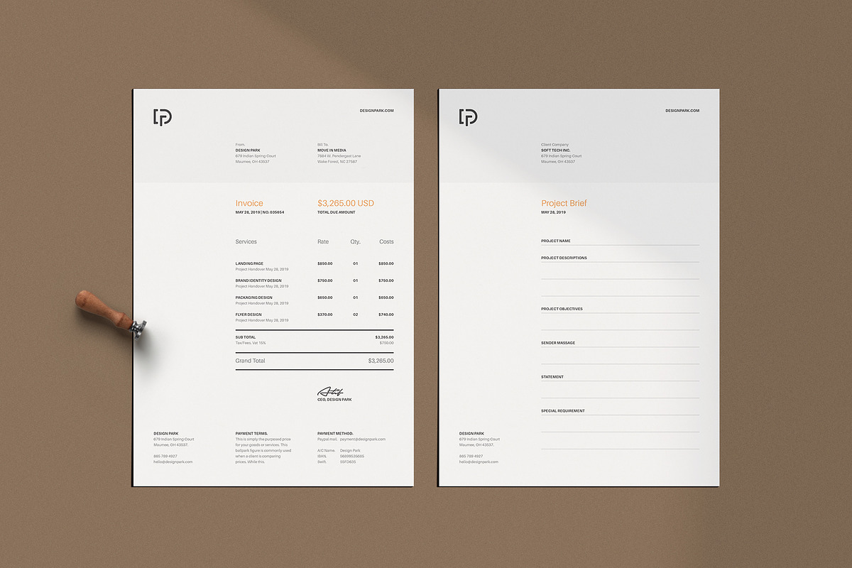 Invoice | Estimate | Business Card, a Stationery Template by AyshaCanvas (Photo 3 of 7)