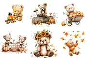 Watercolor Autumn Teddy Bear Clipart, an Illustration by Watercolor design (Thumbnail 2 of 4)