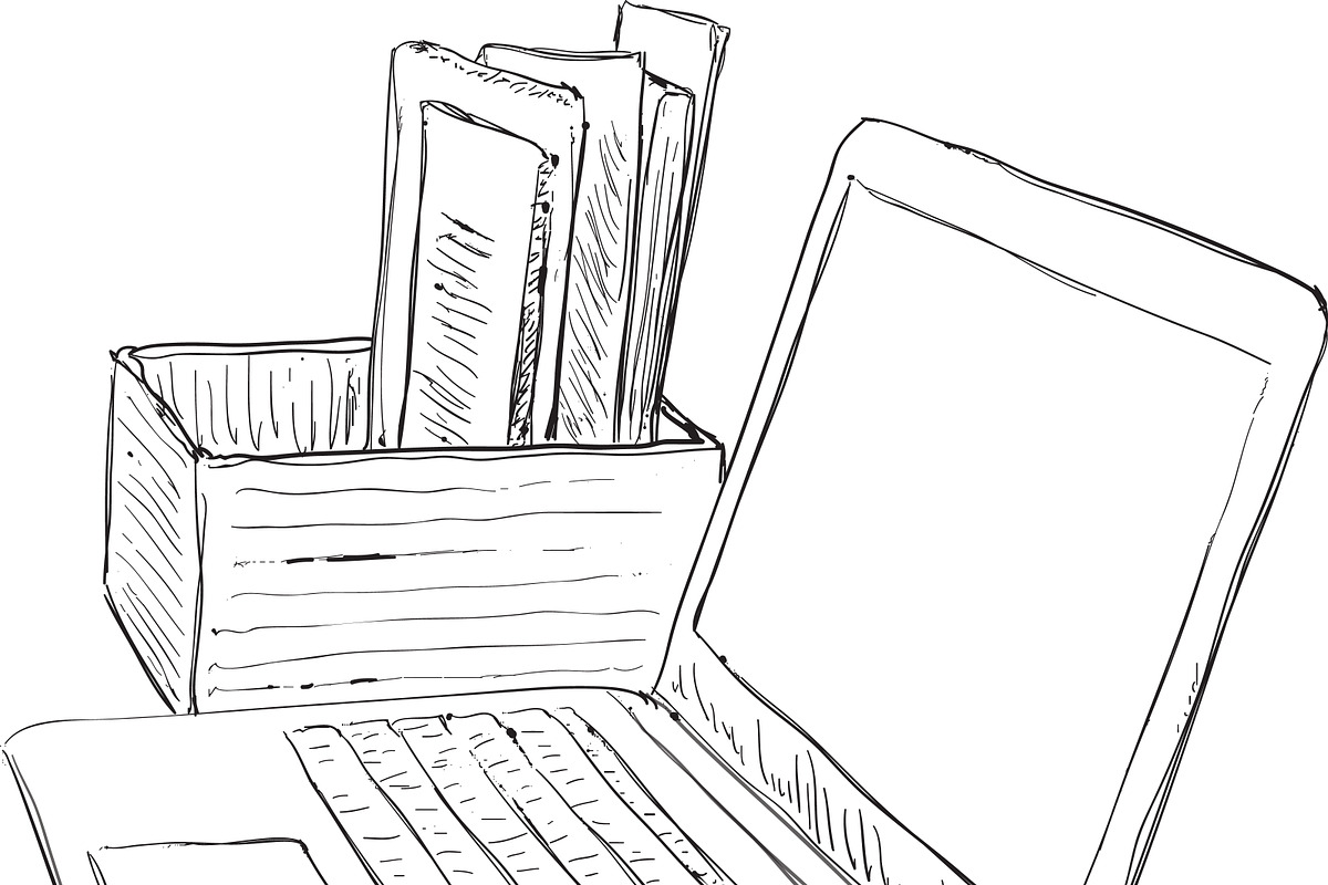 Hand drawn computer, a Work Illustration by Sketching