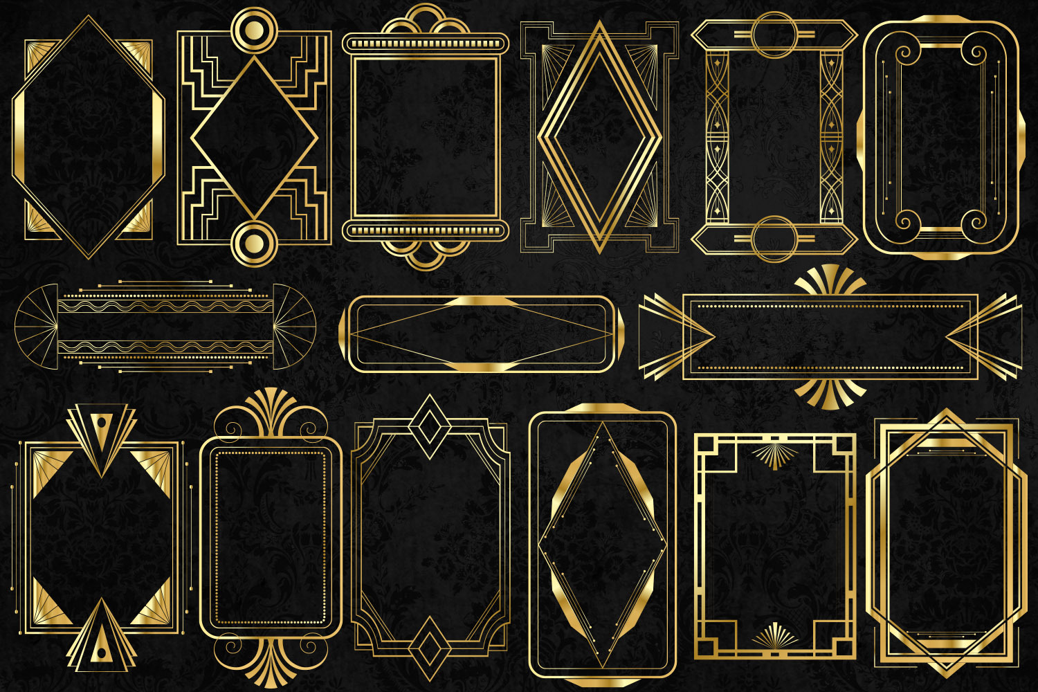 Gold Art Deco Frames, an Illustration by Digital Curio