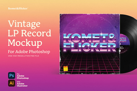 Vintage LP Record Mockup, a Packaging Mockup by Komet & Flicker